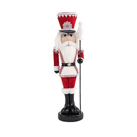 December Diamonds Candy Cane Lace 24" Red/Lace Nutcracker Figurine - Christmas Decoration