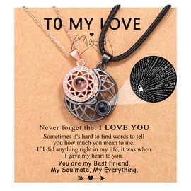 UPROMI I Love You Necklace 100 Languages His and Hers Gifts for Couples Long Distance Relationship Sweetest Valentines Day Christmas Gifts for Him Her Women Men