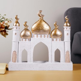 Hebdids Ramadan Eid Home Decorations for Home 2025 Gold and White Mosque Tower Islamic Eid Mubarak decore