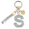 White Rhinestone Initial Letter keychain for women cute bling car