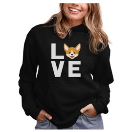 Tstars Love Dog Hoodie Sweatshirts for Women Corgi Dogs Animal Lovers Womens Hoodie Medium Black
