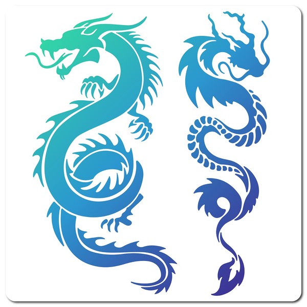 GORGECRAFT Dragons Stencils Templates 30x30cm Double Dragons Pattern Large Reusable