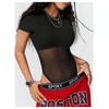 Milumia Women's Sheer Mesh Short Sleeve Bodysuit Crew Neck See