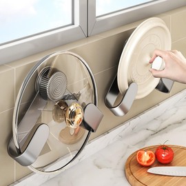 VIREYA Pot Lid Rack Organizer holder for Cabinet Door/Wall With Suction Cup, No Drilling, Adjustable Rotating Arm Design Fits 6-14" Lids(Charcoal gray)