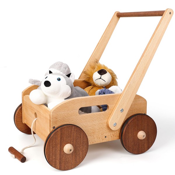Woodtoe Wooden Baby Walker, Adjustable Speed Baby Push Walker, Montessori