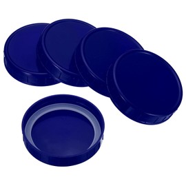 PATIKIL 86mm Wide Mouth Plastic Mason Jar Lids, 1Set/6 Pack Canning Jars Caps with Silicone Sealing Ring for Kitchen Storage, Drak Blue