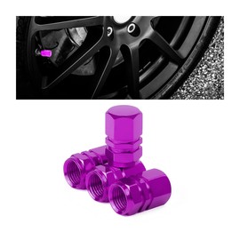 Osilly Car Tire Stem Valve Caps, 4 Pcs Aluminum Alloy Valve Stem Covers, Corrosion Resistant Leak-Proof Tire Cap Cover Accessories, Hexgon Style Wheel Air Valve Caps for SUV Car Bike (Purple)