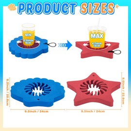 WERNNSAI 4Pcs Floating Drink Holder for Pool Foam Drink Floatiesl with Cord Portable Floating Cup Holder Float for Standard Cans Cups Bottles Pool Accessories Summer Beach Lake Party