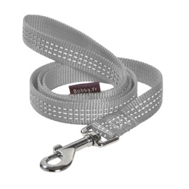 Bobby Safe Dog Lead for Small Dogs, Reflective Heavy Duty with Metal Safety Carabiner, Grey, XS, Length 100 cm