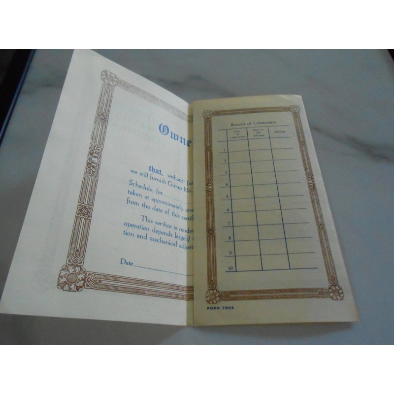 Ford 1939-41 Reproduction Ford Owners Service Certificate