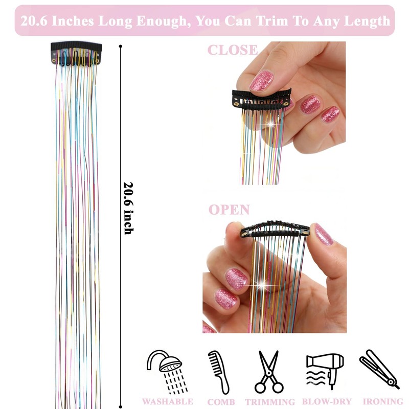 Hair Tinsel Clip in, Gold Tinsel Hair Extensions Fairy Hair