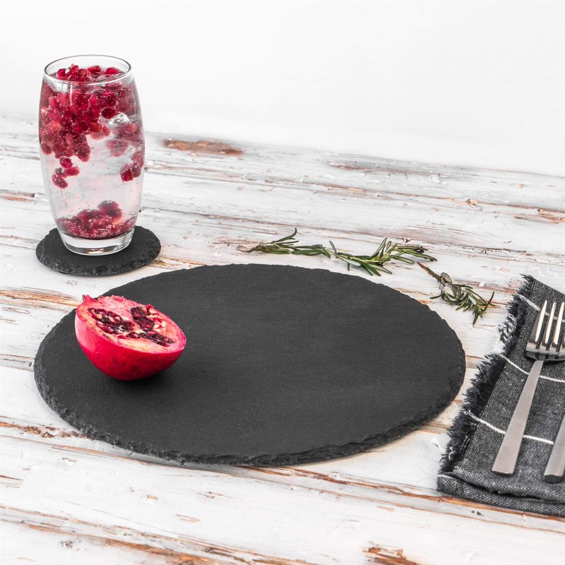 Argon Tableware Round Slate Coasters - 10cm - 6 Piece