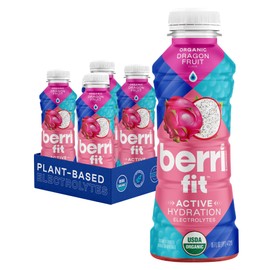 Berri Fit Hydration - Organic Dragon Fruit Flavor Natural Sports Drink - Plant-Based Electrolyte Beverage – Low Calorie, Paleo Coconut Water Solution, 16oz, 4ct