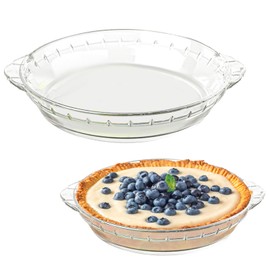 2-Pack (7"/8") Glass Baking Dish Set, Round Pie Glass Bakeware Pie Baking Dishes with Handles for Snacks Salads Desserts Dishwasher, Microwave, Freezer & Oven Safe