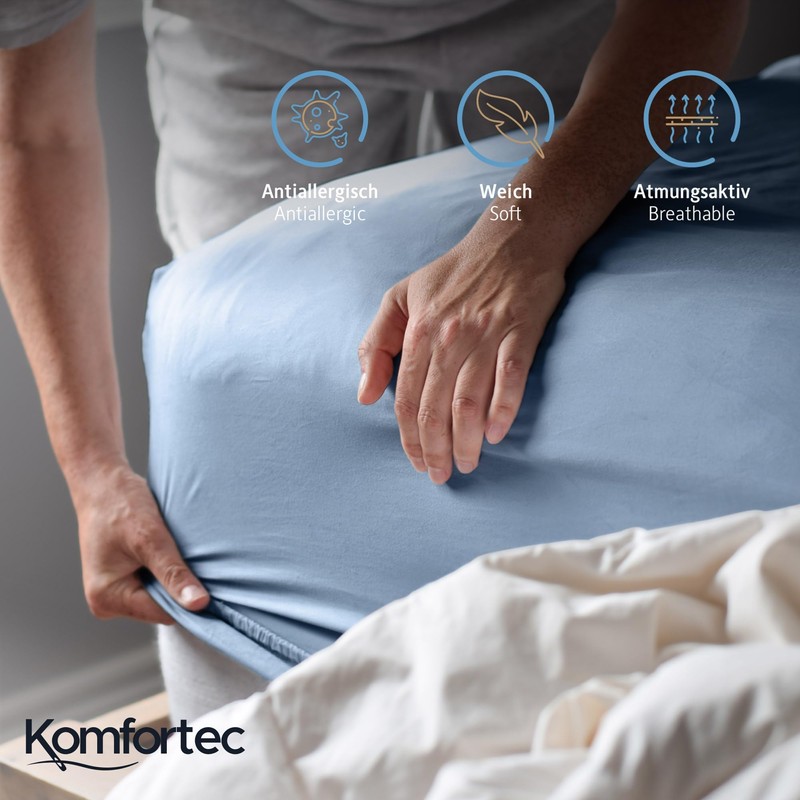Komfortec Queen Size Fitted Sheet 100% Cotton, 11 inch (30
