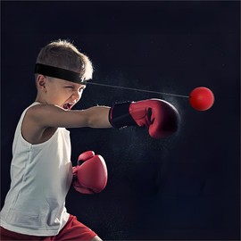 Boxing Reflex Ball, with Headgear and Reflective Elastic line, for strengthening The Body and Exercising Reaction Ability, Suitable for Teenagers - Black/red/Yellow
