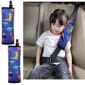 Furforstk Children's Seat Belt Pads, Pack of 2, Dinosaur Seat Belt Protectors, Blue Car Seat Belt Padding, Thick Padding, Belt Protection, Children's Car, The Fixed Buckle Design Does Not Shift