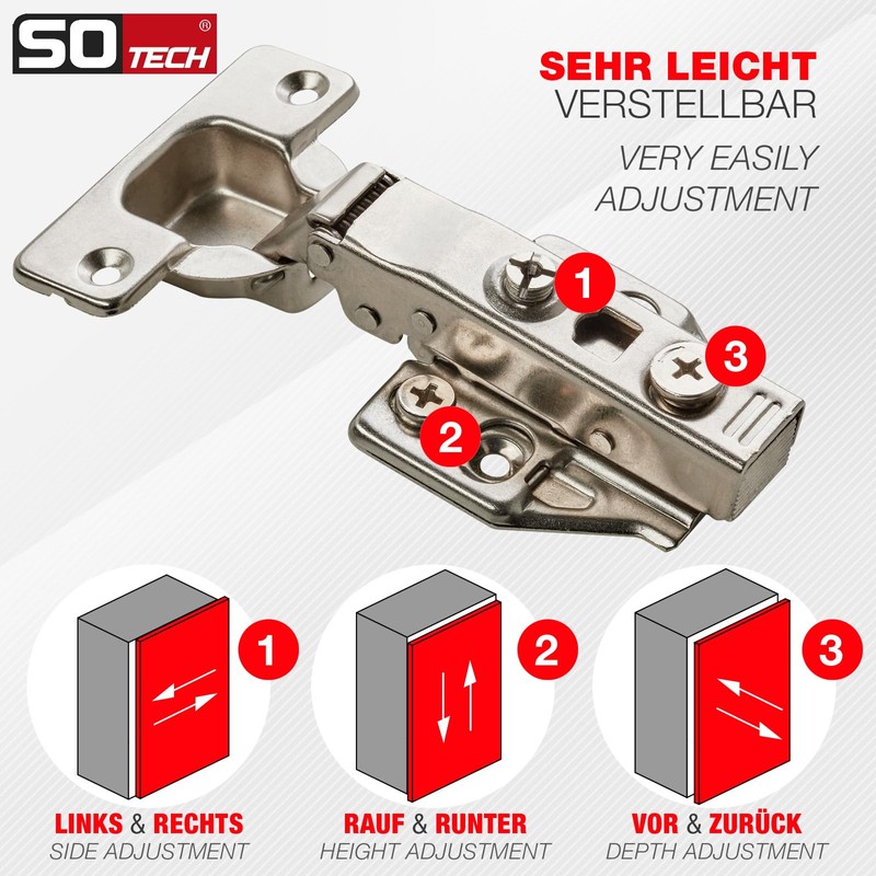 SOTECH Soft Close Pot Hinges 110° Corner Stop T48 with