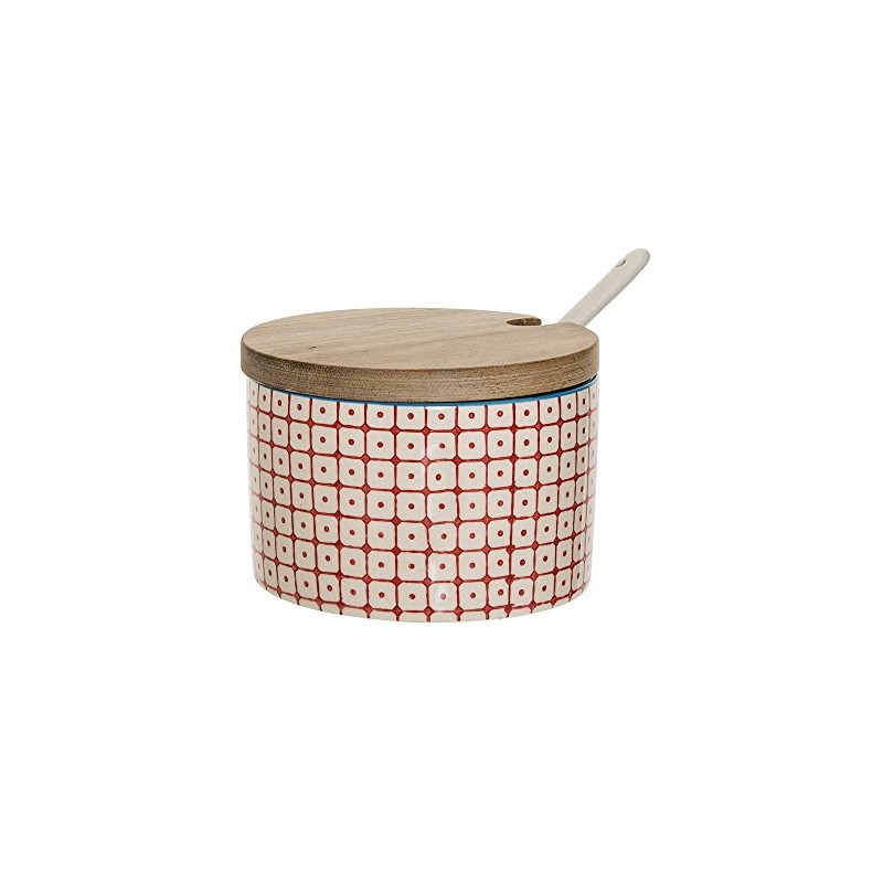 Bloomingville Carla Salt Jar with Lid & Spoon Red/Blue