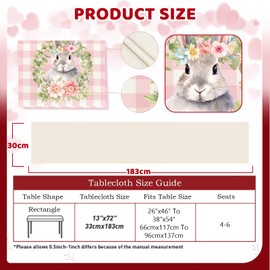 TELAIN Table Runner Easter with Bunny Motif, 13x72 Inch, High Quality Linen, Perfect for Spring and Summer Decoration, Colourful Easter Table Runner