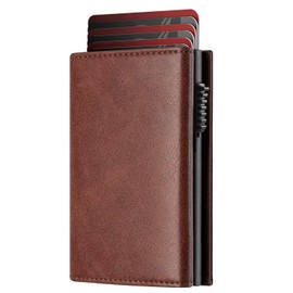 Lukovee Billetera Tarjetero Hombre Cuero, Hombre Titular de la Tarjeta RFID Bloqueo Antirrobo Minimalista, Piel Cartera Emergente Cierre del Imán, Billetera para Hombre Regalo del Día del Padre ‌