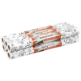 Duck EasyLiner Brand Smooth Top Shelf Liner, Midnight Bloom, 20 in. x 6 ft, 6 Rolls, Black