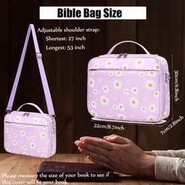 Bible Cover Case for Women and Girls with Shoulder Strap and Zippered Pocket,Bible Bag Holder Case Boooks Covers, Carrier Carrying Organizer Bag