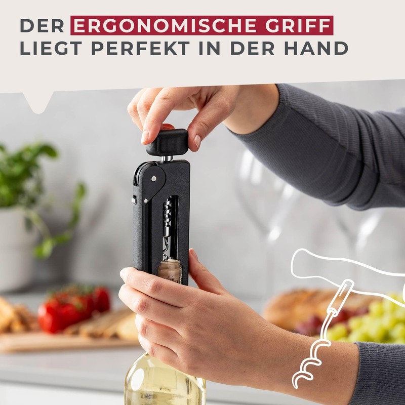 Fackelmann Corkscrew, 193 mm, ergonomic handle, innovative mechanism, suitable for