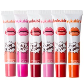 kukubird 6pcs Lip Tattoo Peel & Reveal Waterproof Lipgloss Lip Tint Girl Womens Makeup Beauty Set- Lip Tattoo