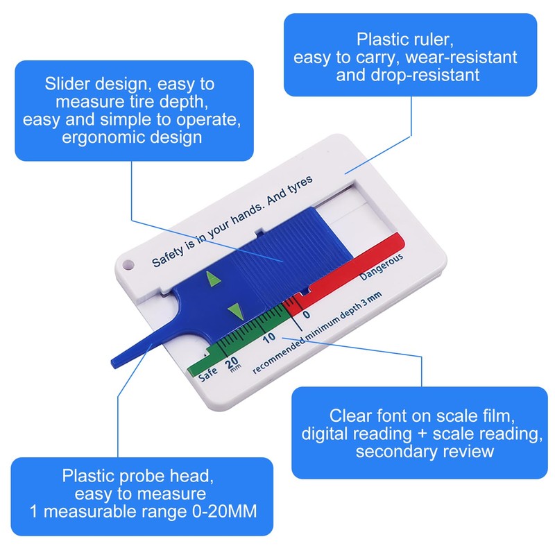 Eupneicu Tread Depth Gauge, Tread Depth Gauge for Tyres, 0