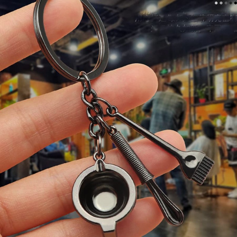 ARFUKA Keyring Keychain Hair Styling Tools Pendant Metal Key Ring