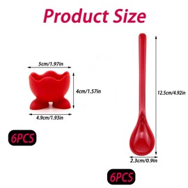 6Pcs Set Egg Cups, Egg Cup, Egg Cups 6 Boiled Egg Holder Kitchen Egg Cups Set Colorful for Kitchen Boiled Eggs Breakfast Stack and Egg Cups Holders (Egg Cups and Spoons are Randomly Colored)