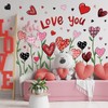 Whaline Valentine's Day Wall Stickers Love Heart Flower Red Pink