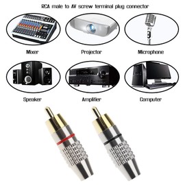 SING F LTD 12PCS RCA Male Plug Screws Audio Video Gold-Plated in-Line Jack Terminal Connector Adapter Solderless RCA Plug Black & Red