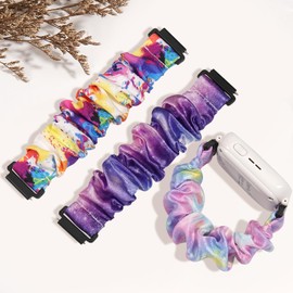 Huadea 3 Pack Scrunchie Band Compatible with Gizmo Watch Adventrue 3 3 2 1/Gabb 3e 3 2 1/SyncUP & Cosmo JrTrack 4/3/2 SE/2/JrTrack, 20mm Cute Printed Soft Elastic Stretchy Strap for Small Wrists