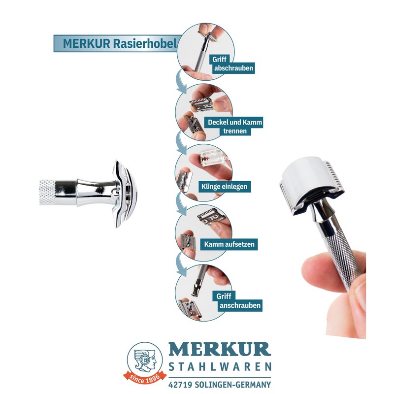 MERKUR Super Platinum 910 Razor Blades Stainless Steel (Pack of