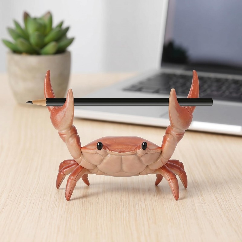 FYDHI 2-Pack Desk Crab Pen Holder, Creative Weightlifting Crab Pencil