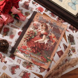 Auguro Vintage Ephemera Sticker Book 480 Pre Cut Washi Stickers for Journaling Junk Journal Sticker Book Scrapbooking Supplies Bullet Journal Supplies