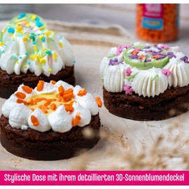 DECOCINO Sprinkles Collector's Tin Sunflower - Suitable for Any Season, Great for Birthdays and Parties, Can be used on Cakes, Pies or Cupcakes. Exceptionally Beautiful Sprinkles