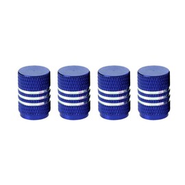Marcraft Blue & Silver Metal Pattern Tyre Wheel Alloy Valve Caps Dust Caps (4 Pack) Universal for Cars, SUVs, Bicycles, Motorcycles, Trucks | Rubber Airtight Seal | Aluminium Alloy | Screw-On