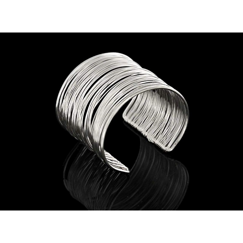 T Waikikaku Coil Women's Wide Silver Casual Accessory Bangle, Zinc,
