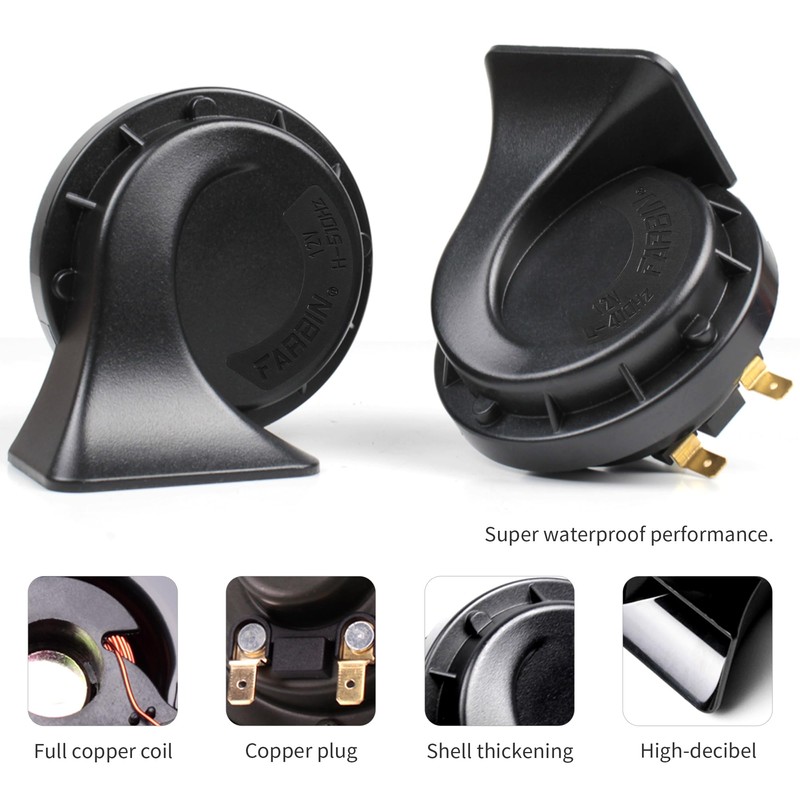 FARBIN Horns Auto Horn 12V Car Horn Loud Dual-Tone Waterproof