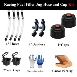 LAGWIUY 2PCS Racing Fuel Jug Cap, 4PCS Fuel Filler Hose with Benders, Replacement Gas Can Cap 5.5 Gallon Jugs