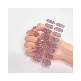Generic 16Pcs Glitter Gold Pure Color Full Nail Wraps Nail Polish Sticker Thick Cs037 Nail Wraps Stickers Manicure Supplies for Women Nails Full Long Lasting Easy Apply and Remove