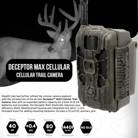 Stealth Cam 40MP Deceptor Max Cellular Trail Camera with 0.4-Second Trigger Speed Bundle with Camera Holder, 32GB Memory Card, and Card Reader (4 Items)