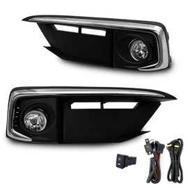 WEZEMLIGHT Fog Lights Assembly Compatible With Honda Civic Coupe/Sedan 2019-2020 Included Switch And Wiring Kit OEM Part Number:33950T5RA01,33950TBAA01(Clear Lens)