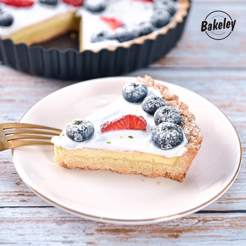 Bakeley Tart Pan Quiche Mold with Removable Bottom, 20 cm,