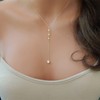 Inateannal Boho Cubic Zirconia Lariat Necklace Gold Crystal Drop Y