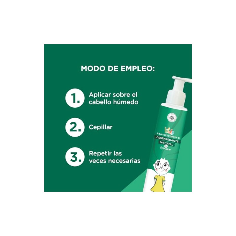 Árbora Desenredante natural sin enjuague niños aguacate aloe vera 2