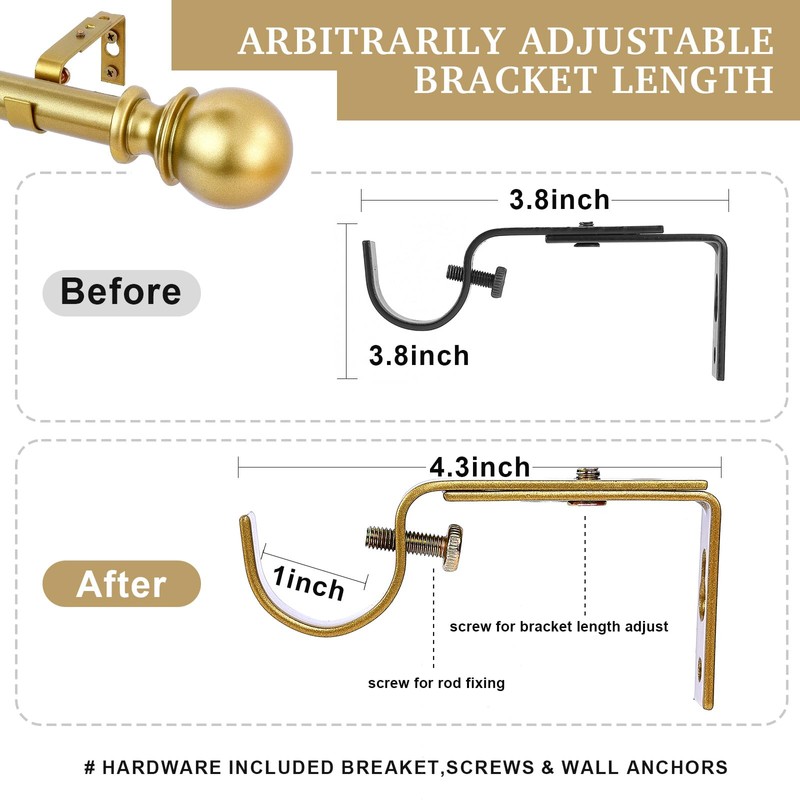Curtain Rods for windows,1" Diameter Curtain Rod, 32-48" Standard Decorative